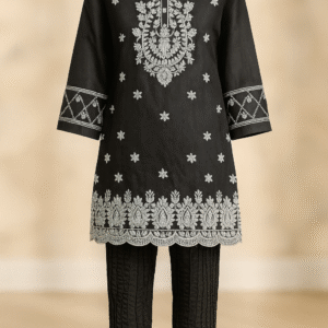 Elegant Black Embroidered 2-Piece Suit